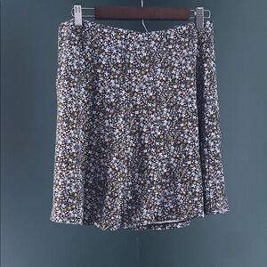 LOFT A-Line Skirt - Black, White, and Gold Floral